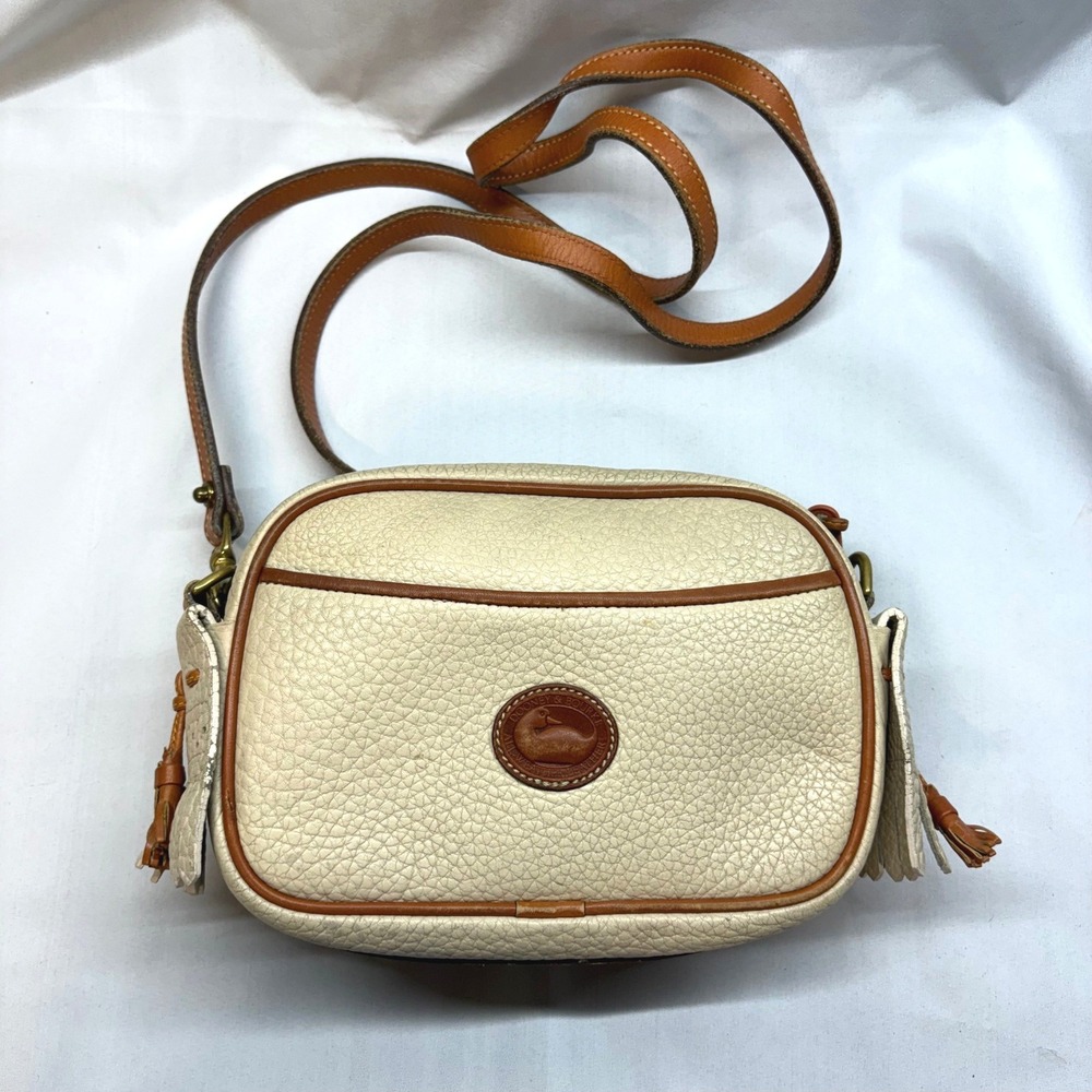 Dooney & Bourke Crossbody Bag Womens Small Cream FAIR AWL Vintage Tassel Pocket